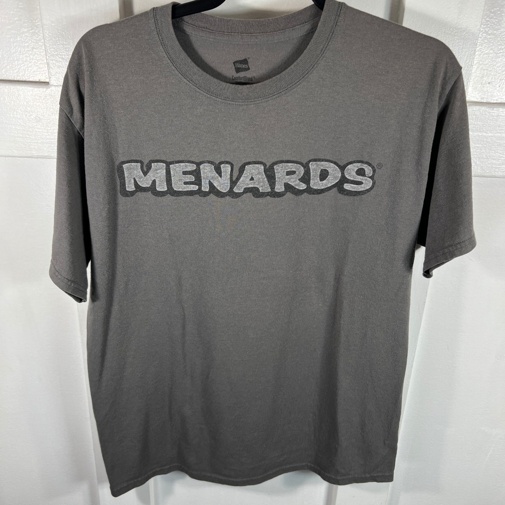 Hanes Menards Made In The Midwest Graphic T-Shirt Gray Medium